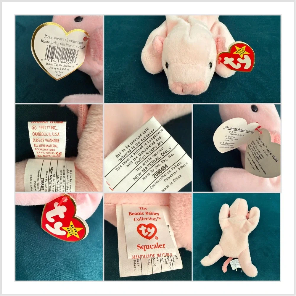 Ty Beanie Babies Lot Bucky Beaver Squealer Pig Chocolate Moose Twigs Giraffe PVC